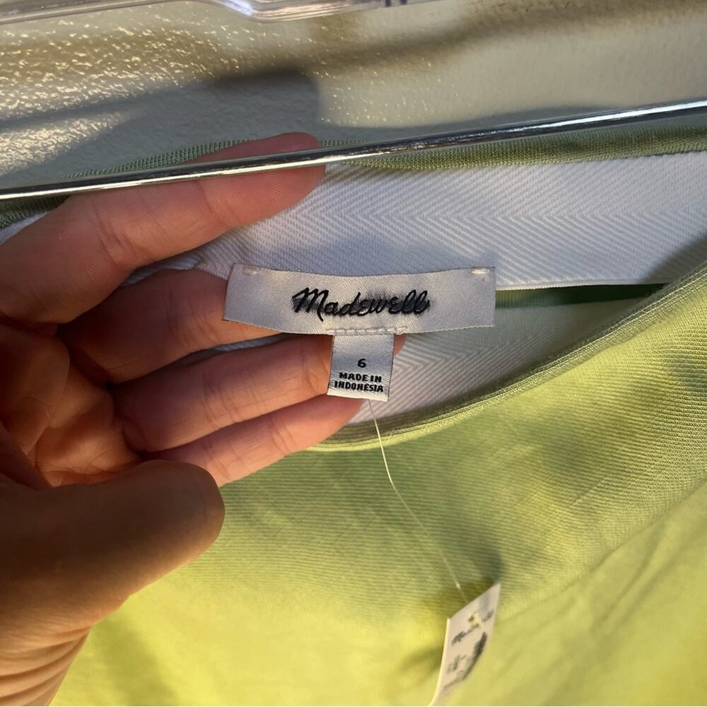 Madewell Light Green Layton Midi Slip Skirt SZ 6 NWT Linen Twee Modest Twill - Picture 11 of 12